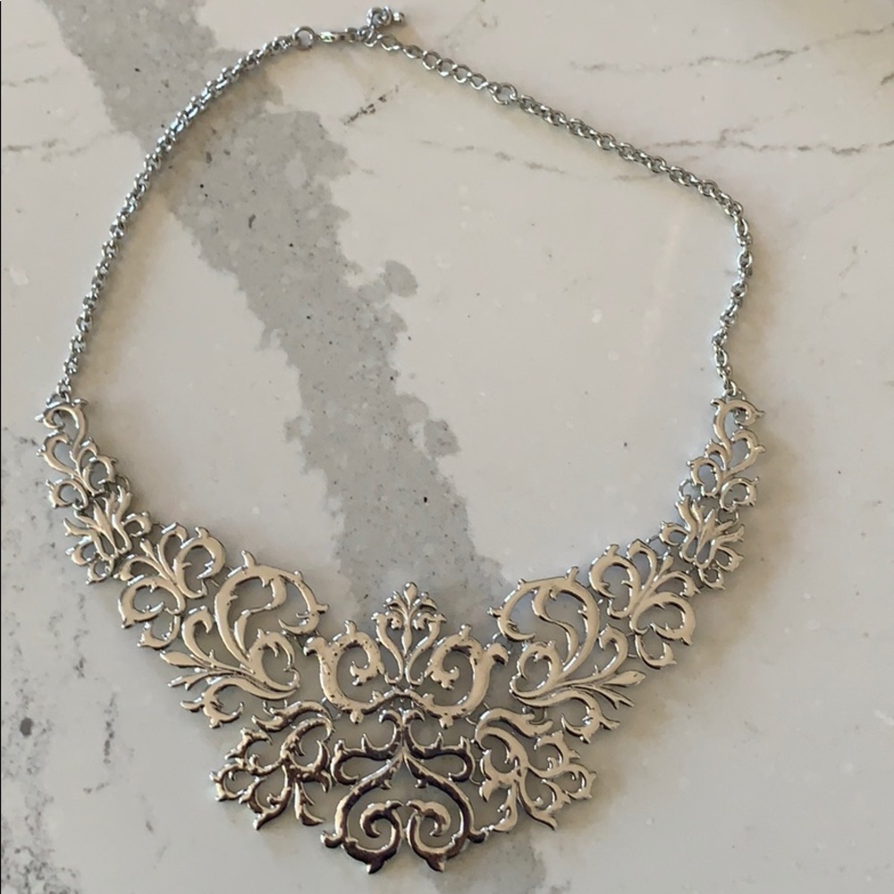Silver unique statement necklace